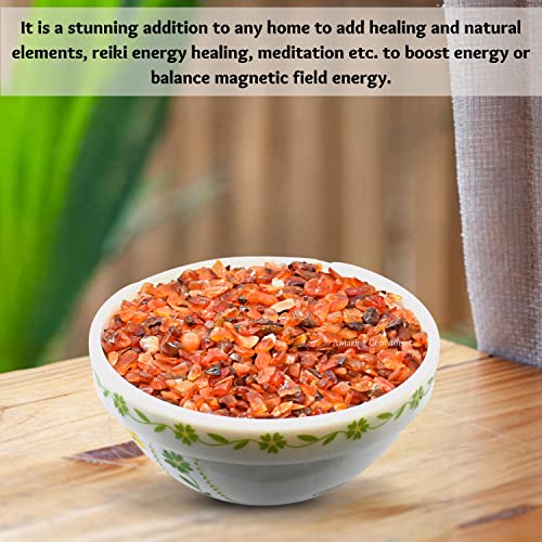 Image of Amazing Gemstone Carnelian Crystal Chips Aquarium Gravel Rocks - Carnelian Chips Bulk Fish Tank Gravel, Small Tumbled Stone Chips, Tiny Crystals for Decoration (Natural AAA Grade) (1000+ Carat Chips)