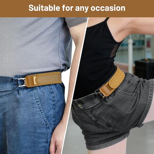 Image of 2 Pcs Buckle Less Belt for Men, Buckle Free Belt for Men, Tactical Belt Elastic Webbing with Tactical Metal Hook Elastic Belt Closure