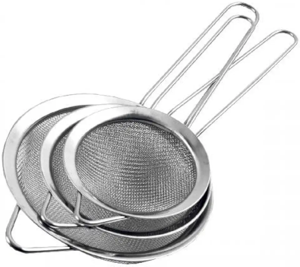 Kit 3 Peneiras em Inox para Coar Sucos e Líquidos