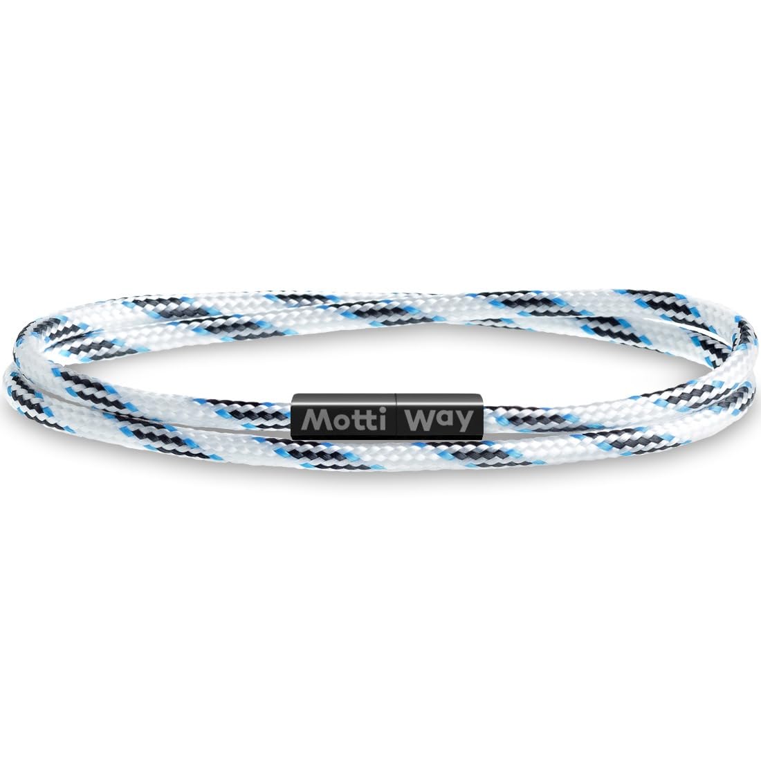 Motti Way Nautical Durable White Rope Cord Cuff Unisex Waterproof Bracelet with Magnetic Clasp for Men & Women