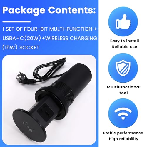 Prise verticale encastrable Smart Lift étanche pour plan de travail - 5