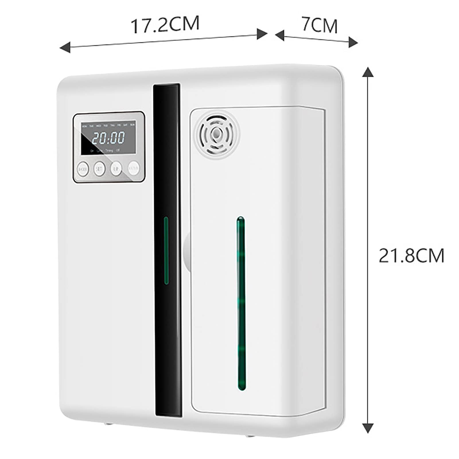 Bezwodny dyfuzor olejków eterycznych, elektryczny dyfuzor zapachowy 160 ml, 8 W, z 4-segmentowym wyświetlaczem czasowym/LCD, dyfuzor 300 m³ do KTV, baru, holu hotelowego