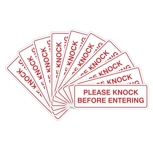 Standard Please Knock Before Entering Sign - White/Red - Large 10 Pack
