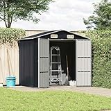 Gecheer Gerätehaus Anthrazit 205x129x183 cm Verzinkter Stahl, Gartenhaus Geräteschuppen...