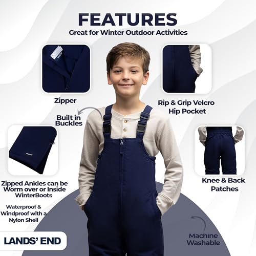 Image of Lands' End Boys Squall Waterproof Iron Knee Bib Snow Pants