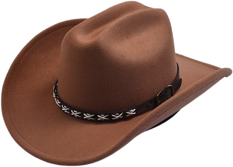 Vintage Big-Edge Western Cowboy Hats for Men Women Artificial Gentleman Cowgirl Jazz Hat