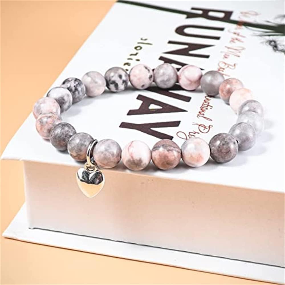 Inspirational Gifts for Women, Heart Charm Pink Elastic Beads Relaxation Chakra Bracelet Gifts Positive Affirmations Graduation Get Well Soon Gifts Birthday Christmas Mothers day Valentines for Her - Image 2