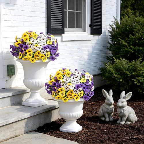 Artificial Flowers for Outdoors,Yellow White Purple 12 image 6