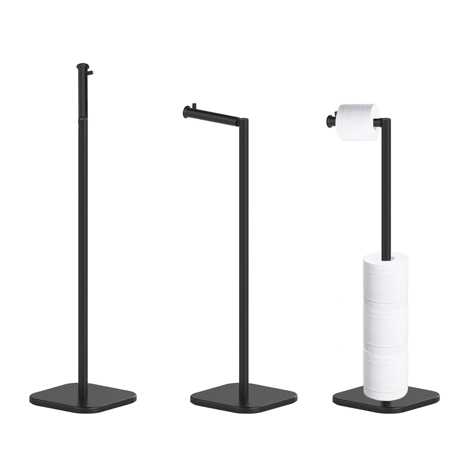 Toilet Roll Holder Free Standing with Heavy Duty Base, Stainless Steel Toilet Roll Holder for 6 Rolls, Stylish Chrome Finish