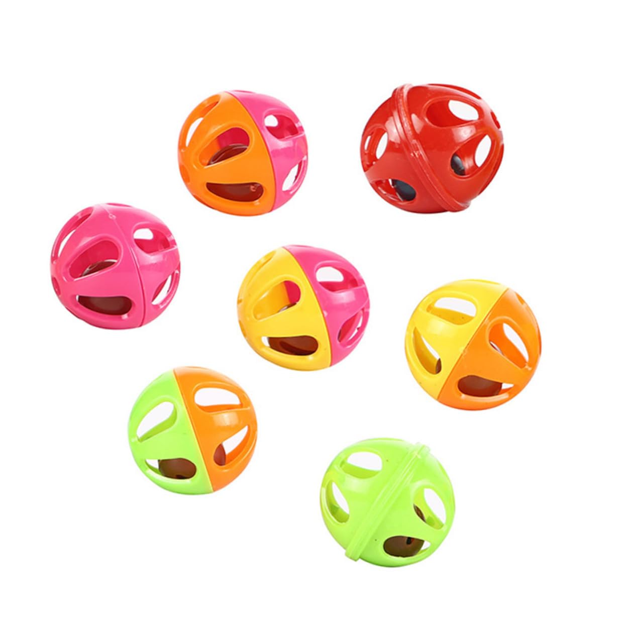 GALPADA 50pcs Cat Bell Ball Creative Hollow Out Teaser Balls for Cats Colors Keeps Engaged Stimulated Random for Fun Playtime