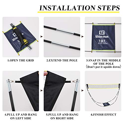 SUNBA YOUTH Badminton Net,Portable Badminton Net Set with Stand Carry Bag,Foldable Tennis Volleyball Net for Indoor Outdoor Sports, No Tools or Stakes Required