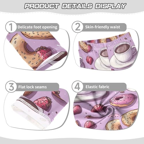 Boccsty Coffee Doughnut Strawberry Girls Leggings Kids Yoga Pants Dance Active Tights 4T3