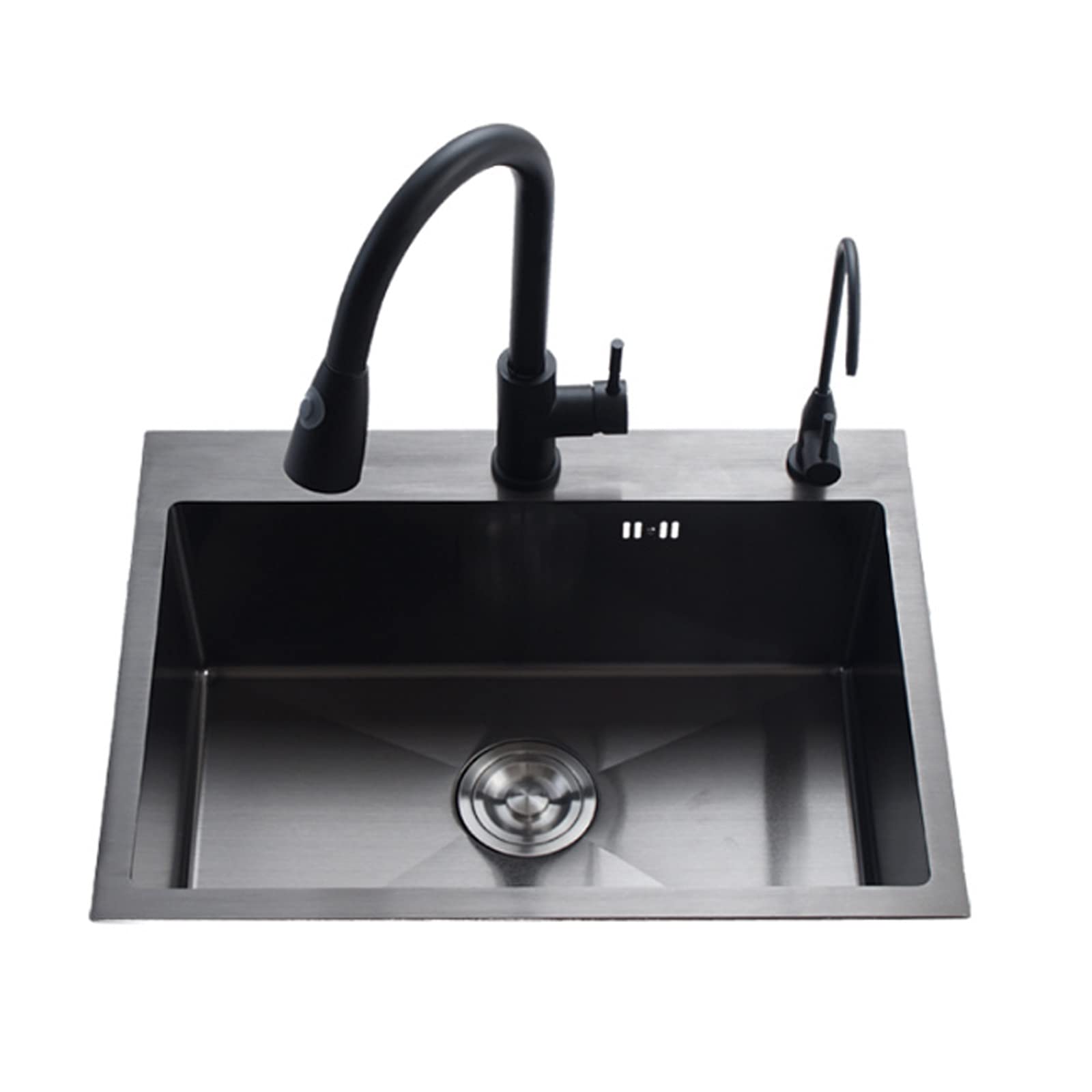 Évier de cuisine en acier inoxydable 60x45cm avec robinet extractible haut de gamme