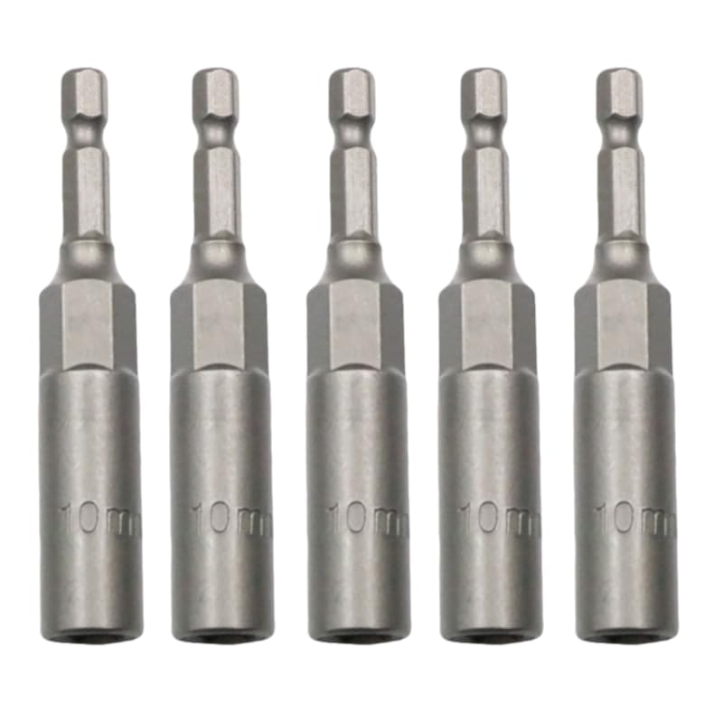 6-19mm Quick-Change 1/4 inch Hex Shank Metric Deep Socket Screwdriver Impact Nut Setter Extractor Remover Driver Drill Bit, 80mm Length, for Electric Manual Impact Screwdriver (5, 10mm) — image 1