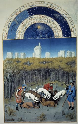 Toile moderne d'images art imprimé scène de chasse de décembre Pol De Limbourg 60x90cm