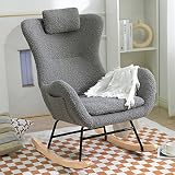 NIOIIKIT Nursery Rocking Chair, Comfy Accent Chair Padded Seat with High Backrest Armchair, Teddy Up