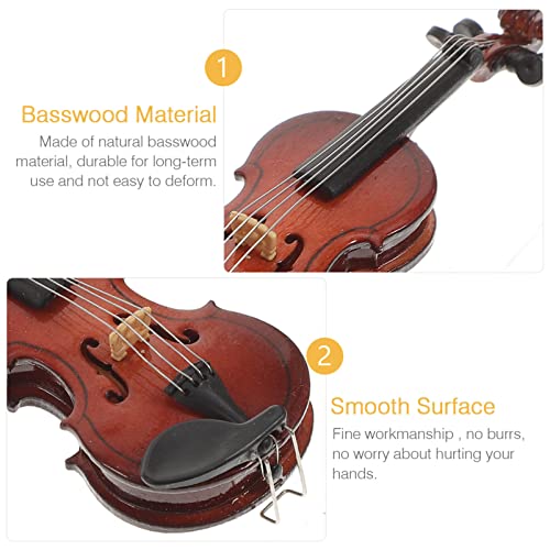 Balacoo Wooden Miniature Double Bass With Stand Bow And Case Mini Contrabass Mini Musical Instrument Collectible Home Decoration 8Cm #TOP2