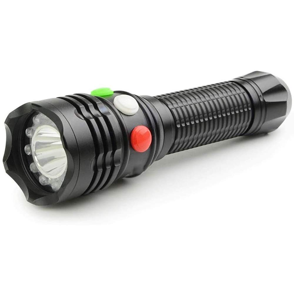 Torcia elettrica a LED, Torcia a Tre Colori Lightlight Glare Red/Bianco/Verde, Driver del Treno Dedicato 3 Color 7 File USB Torcia elettrica USB