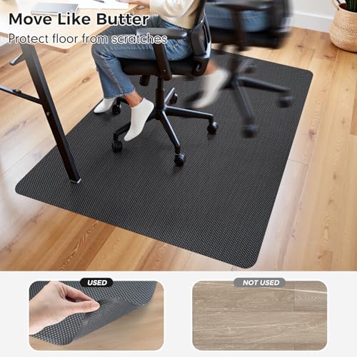 Image of Sycoodeal Chair Mat, 40 inch x 48 inch Office Chair Mat for Hardwood and Tile Floor, Heavy Duty Floor Protector for Rolling Chairs, Non-Slip,Computer Mat for Home Office(Grey)