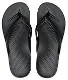 Meik Mangni Kids Flip Flops with Arch Support Comfortable Orthopedic Thong Sandals Non-Slip Waterproof Shower Shoes for Beach Pool Summer Indoor Outdoor Black 3 Big Kid
