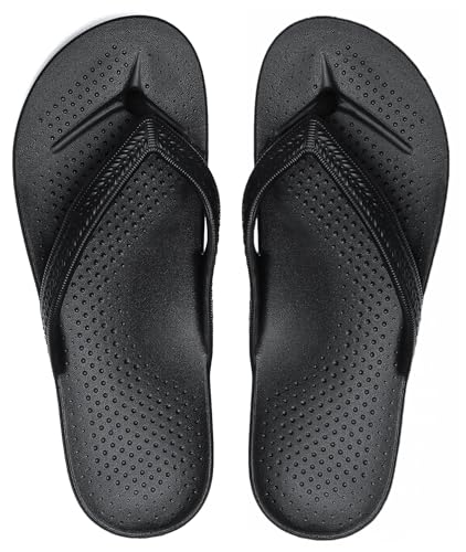 Meik Mangni Kids Flip Flops with Arch Support Comfortable Orthopedic Thong Sandals Non-Slip Waterproof Shower Shoes for Beach Pool Summer Indoor Outdoor Black 3 Big Kid