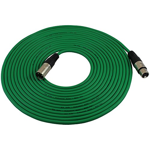 GLS Audio 25ft Mic Cable Patch Cords - XLR Male to XLR Female Green Microphone Cables - 25' Balanced Mike Snake Cord - Green