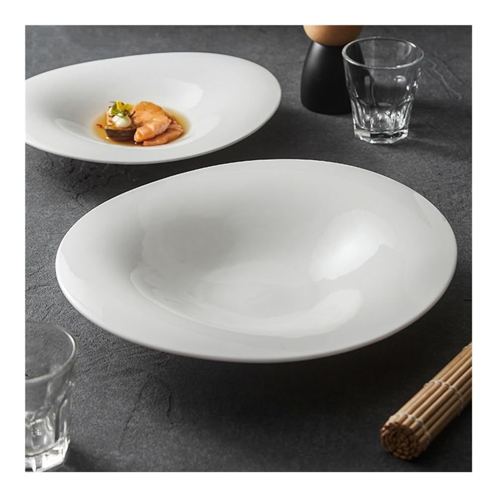 Talerze Obiadowe Gruby biały ceramiczny talerz do serwowania - sałatka z sushi, makaron, zupa(25.8cm)