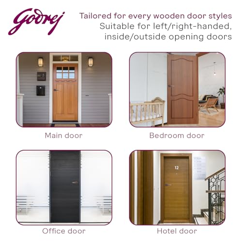 Image of Godrej Mortise Door Handle | Handle for Internal Doors, Bathroom Doors | NEH 22 | Retractable Baby Latch | Matte Black Rose Finish | Keyless Mechanism for Privacy | 5 Years Warranty