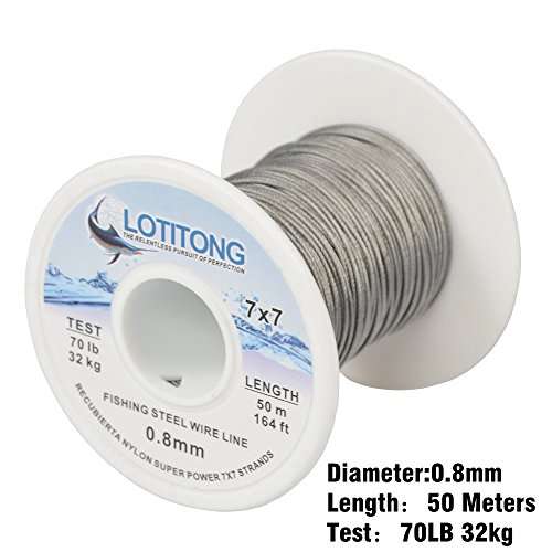 lotitong 50 Meter Angeln Stahl Draht Line 150 g Angeln Draht Nylon beschichtet 7 x 7 49 Edelstahl Leader Draht Fisch Jigs Line 0,8 mm
