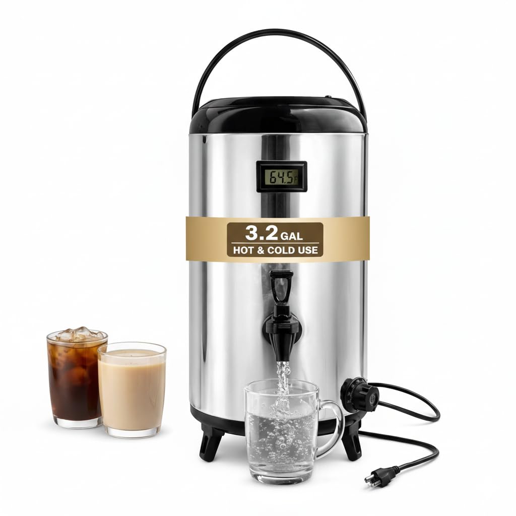 Distributeur de boissons chauffantes 12L avec plaque inox 304 et affichage digital