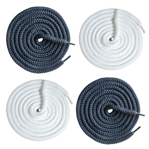 4 Pieces Navy Blue/White Round Hoodie Drawstrings Cord Replacement 6mm X 50 Inch Draw String for Sweatpants, Sweatshirt, Jacket, Coats, Shorts, Pants, Swim, Trunks, Sewing Threader