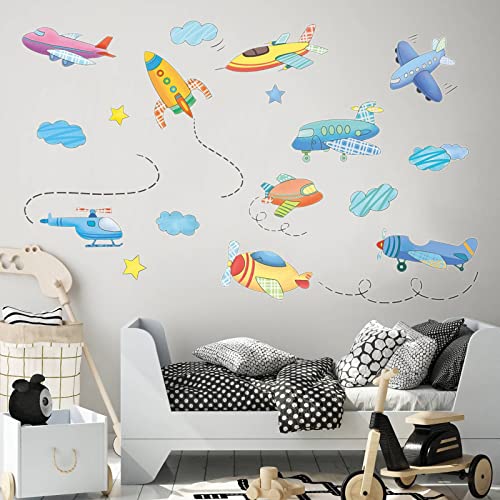 Airplane Wall Decals Plane Wall Stickers For Bedroom Wall Art Mural For Living Room Kids Room Wall Decor #TOP4