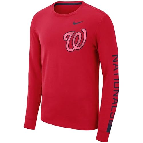 Nike Men's Washington Nationals Red Heavyweight Long Sleeve T-Shirt (XX-Large)
