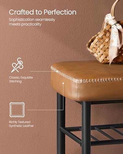 Image of VASAGLE Shoe Bench, Synthetic Leather with Stitching, Loads 300 lb