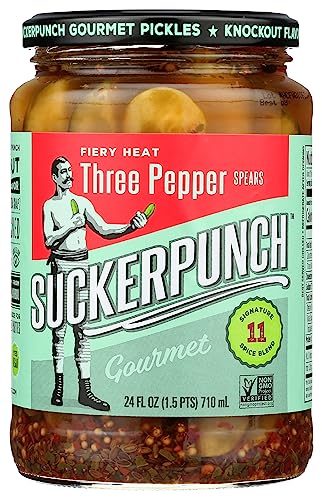 Suckerpunch Gourmet 3-Pepper Fire Pickle Spears 24 Ounce, 2-Pack #TOP6