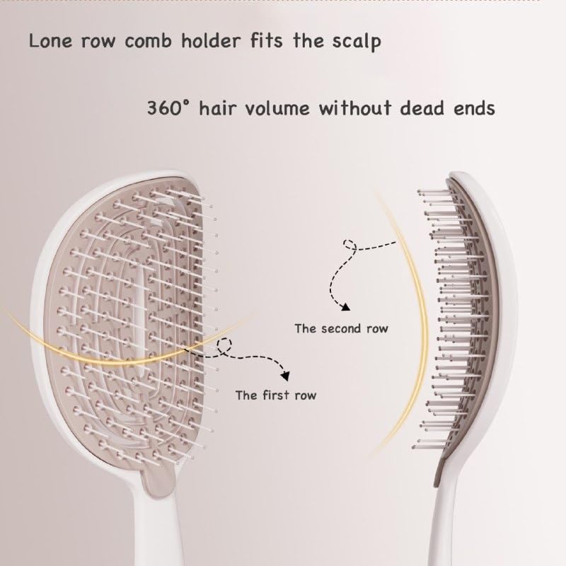 Image of Waterproof Self-Cleaning Plastic Comb Hair Detangling Brush for Curly Hair, Massage, Women's Home Use (Grey)
