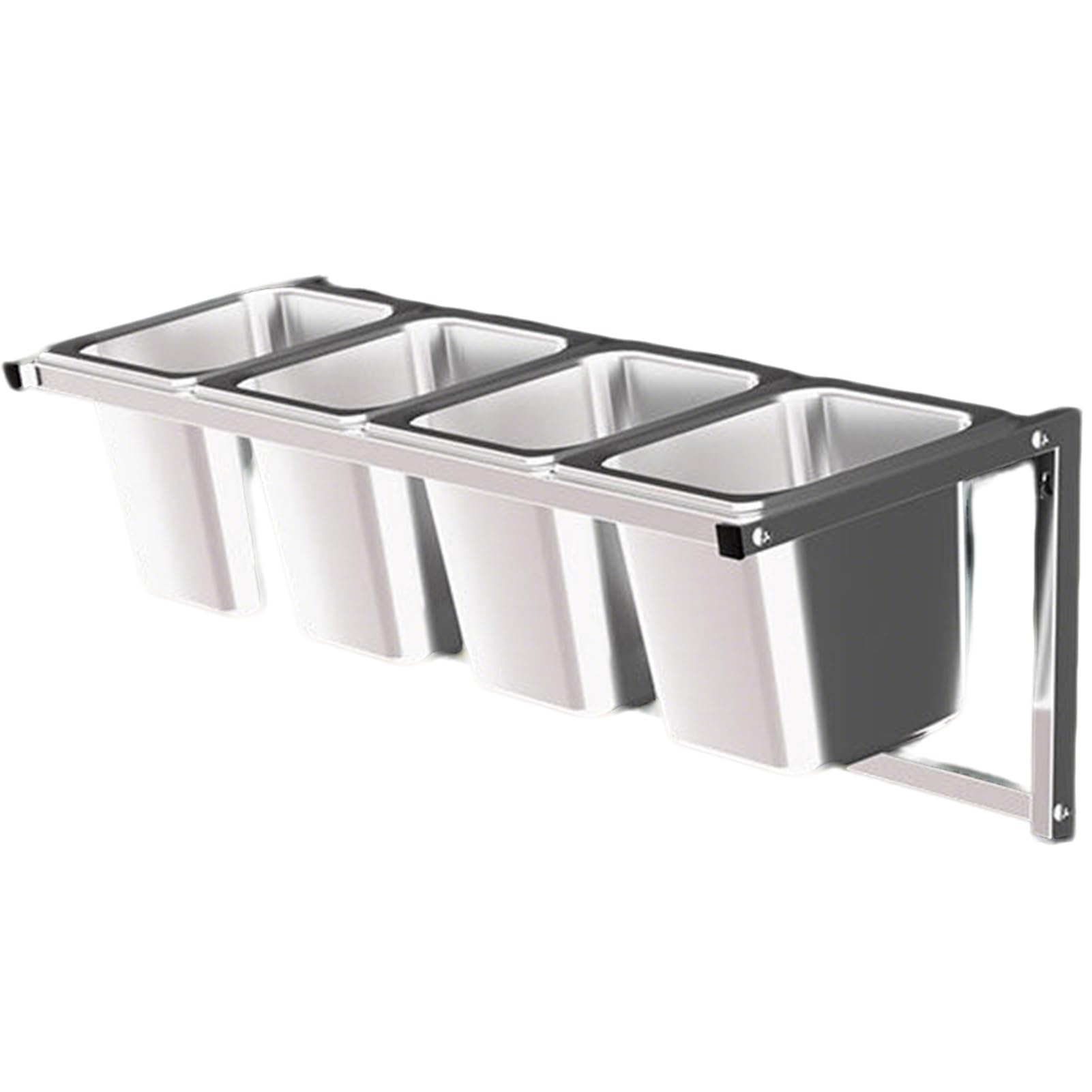 WDSOPK Stainless Steel Spice Rack Set With Pans& Lids& Spoon Wall mounted Seasoning Shelf Restaurant Countertop Holder For Seasoning Sauce Salad Jam Fruits Ingredients 4pcs C (15cm(6in) 4pcs)