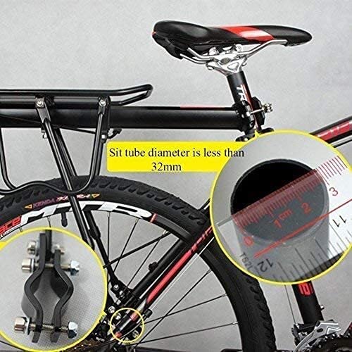 JJJ Bagażnik rowerowy, tylny bagażnik rowerowy, bagażnik na sztycę siodełka, aluminiowy bagaż, bagaż, bagaż, bagaż, z reflektorem i siatką ładunkową