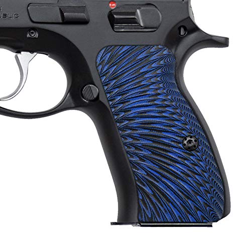 CZ 75 Compact G10 Grips, Sunburst Texture, Cool Hand Brand Blue/Black