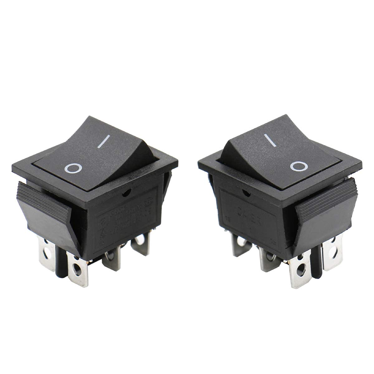 Heschen Rocker Switch (ON)-OFF Momentary DPDT 6 Terminals 16A 250VAC Black 2Pack