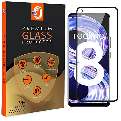 Image of STP FEEL� Glass Screen Protector Designed For Realme 8 (6.4 inch) [Edge to Edge Coverage] HD Clear, Bubble-Free, Anti-Scratch Full Protection Durable Tempered Glass - Black, Pack of 1