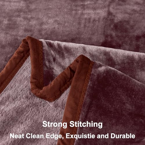 Image of JYK Fleece Plush Blanket - 4.4 LB, 1 Ply Lightweight Korean Style Mink Blanket, King 85 inch x 95 inch - Super Soft, Warm & Cozy, Microfiber Bed Blanket for All Seasons, Brown