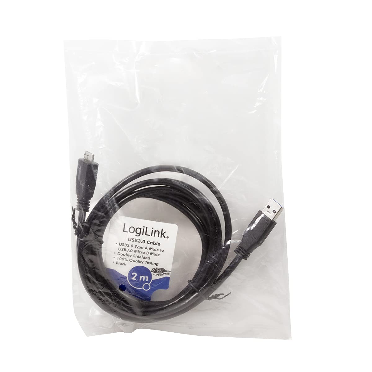 LogiLink Cavo USB 3.0 Da 2 Metri – Maschio A A Maschio Micro B, Schermato, Nero, Trasferimento 5Gbps - 2