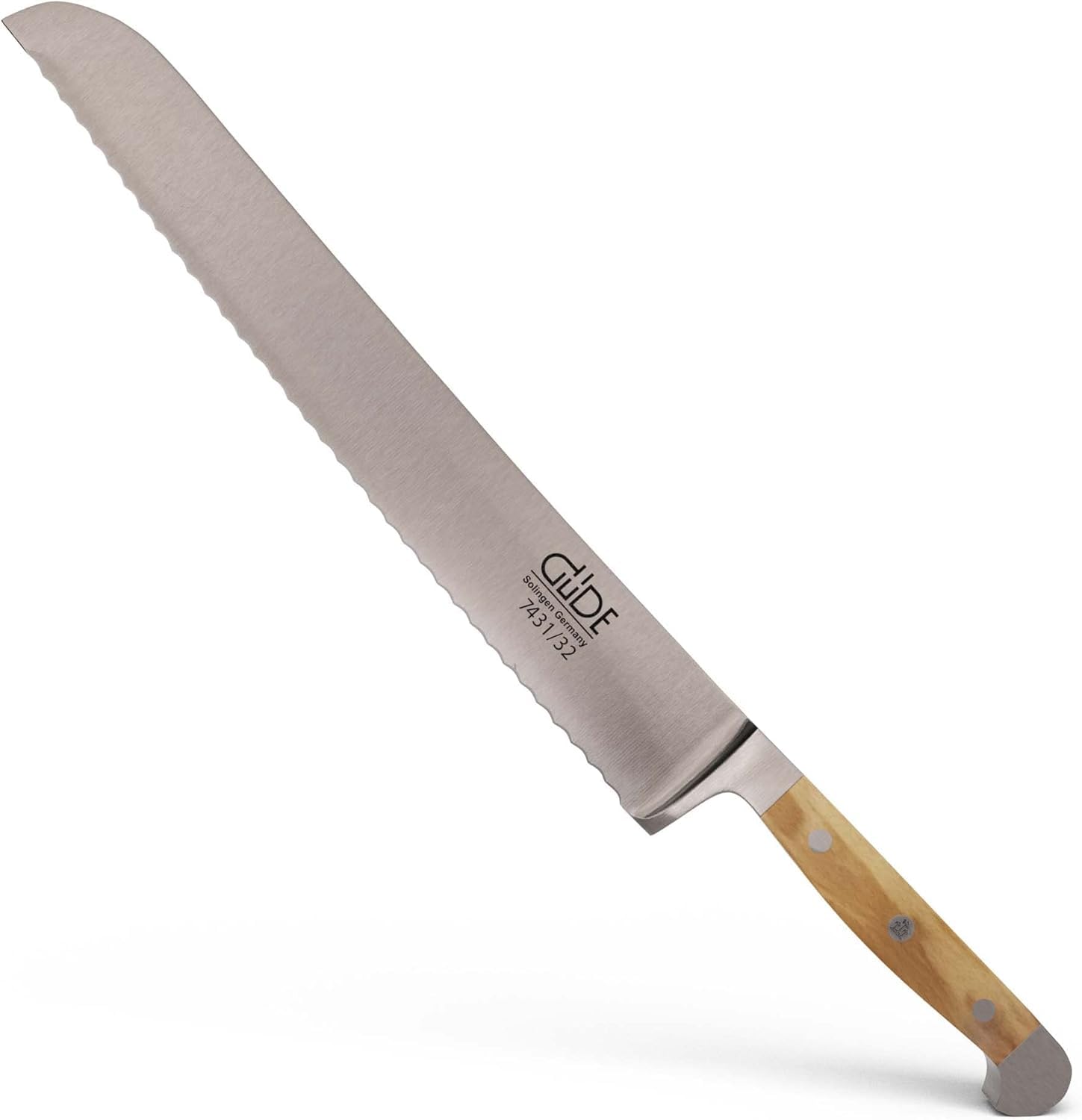 GÜDE Solingen - Brotmesser geschmiedet, 32 cm, Olivenholz, ALPHA OLIVE, Doppelkropf, Handmade Germany
