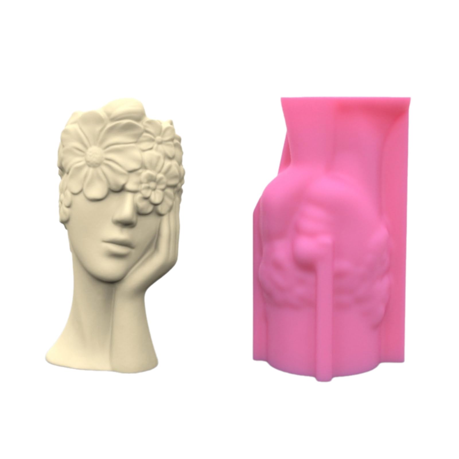 Moldes de resina únicos para manualidades, moldes flexibles para jarrones, frascos de flores contemplativos con forma de niña para hacer jarrones