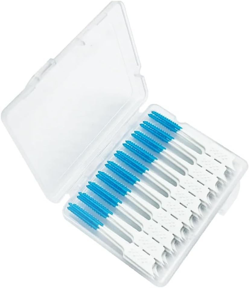 Manual Toothbrush 40pcs Interdental Silicone Brushes Toothpicks Brush Between Teeth Silicone Toothpicks with Thread Cleaning Tools Toothbrush(Orange)