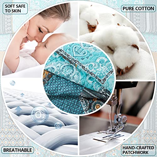 BEDIFANY 3 Pieces Cotton King Size Quilt Sets, King Bedspread Lightweight Quilted Reversible Coverlets Farmhouse Quilt Bedding Sets Boho King Quilt Set for Bed Decorations for All Seasons
