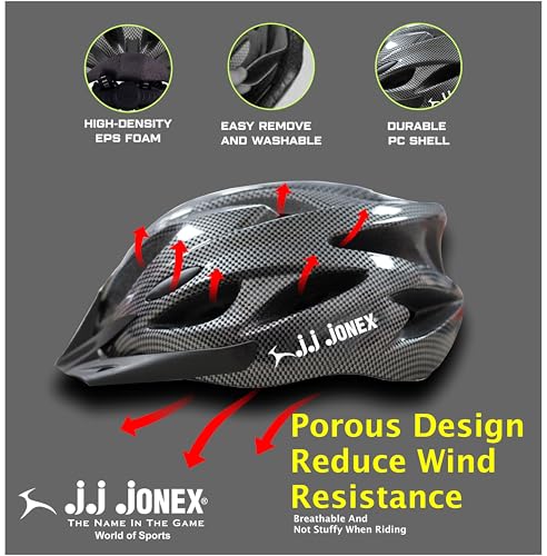Image of JJ Jonex Adjustable Cycling & Skating Helmet with Detachable Visor | Light Weight | Adjustable Strap with Comfortable Chin Padding | Blue | Medium Size | (Black, Medium)