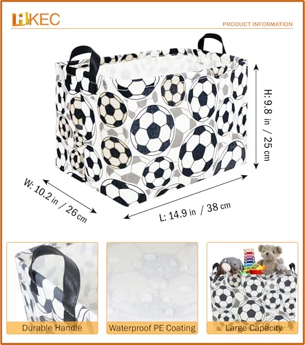 Image of Rectangle Storage Basket with Handles,Collapsible Storage Bin, Gift Basket, Books Box, Room Decor(Soccer)