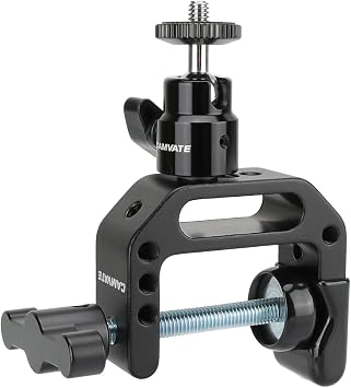 CAMVATE C Clamp with 1/4"-20 Ball Head Support Holder Black Locking Knob